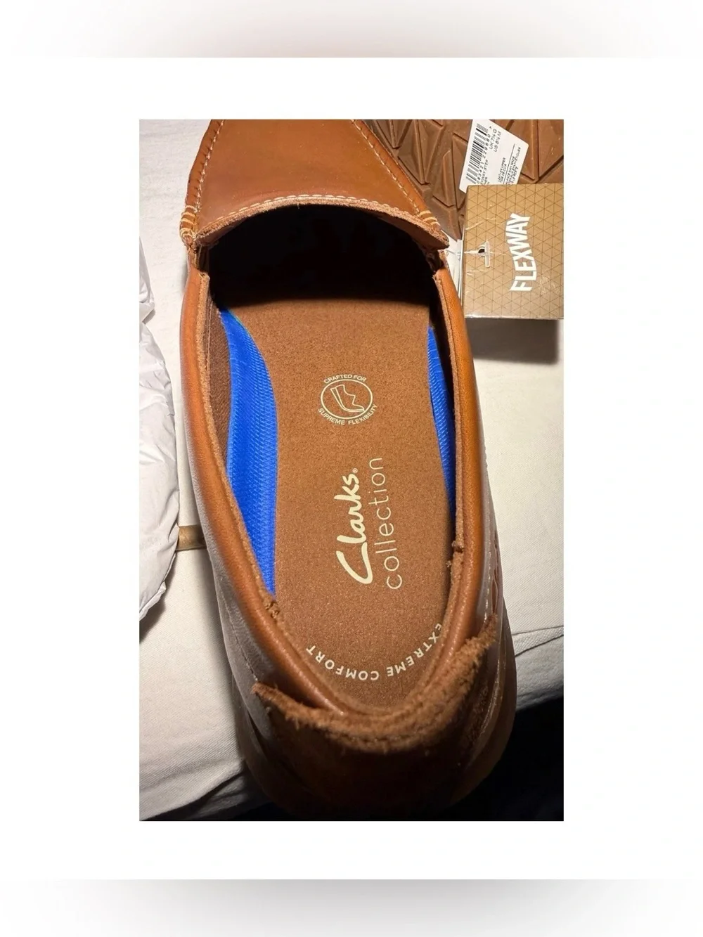 CLARKS Men’s Flexway Step tan  Leather Slip-On Shoes Size 8.5 M  261 81976 New